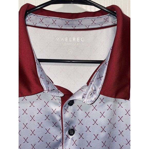 Maelreg Mens Golf Performance‎ Polo Short Sleeve Shirt Size XXL Full Print - Picture 3 of 5